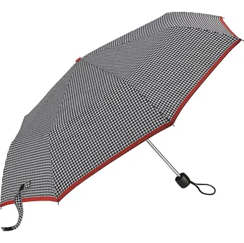 Deštník Fulton dámský skládací deštník Minilite 2 HOUNDSTOOTH RED BORDER L354