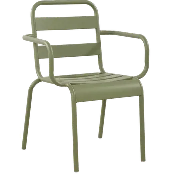 Jídelní židle FOLONICCA 02, kovová židle s područkami, do exteriéru i interiéru, olivová