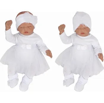 Kojenecká souprava Z&Z 5-dílná soupravička sukničkobody, punčochy, čepička, čelenka, botičky - bílá Velikost: 86 (12-18m)