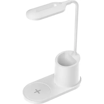 Lampička Fellowes Platinet PDL1930W stolní LED lampa 3W stmívatelná, bezdrátové nabíjení, bílá PLADLL1930BL