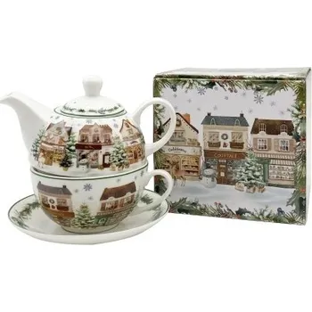 Konvice na čaj Porcelánová konvička s hrnkem Christmas City 2