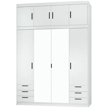 Pohovka EVERLY 2D2L6SN - skříň se zrcadly a 6 šuplíky S NÁDSTAVCEM Bílá (ELENA WH04 6S+NAEL WH04=6BALÍKŮ) "LP" (K150)