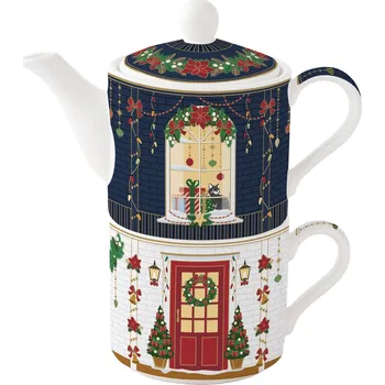 Konvice na čaj Porcelánová konvička s šálkem Festive Avenue