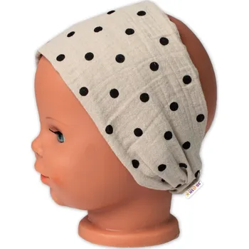 Kojenecký body Letní čelenka, bandana, mušelín, Puntík, Baby Nellys - cappuccino Velikost: 92/98 (18-36m)