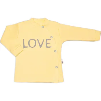 Baby Nellys Bavlněná košilka Love zapínání bokem - žlutá Velikost: 56 (1-2m)