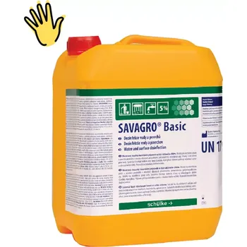 Dezinfekce schülke savagro basic 5kg EXPIRACE 03/2026 (Všestranný kapalný dezinfekční přípravek na bázi chlornanu. Vhodný k dezinfekci pitné vody a dále k dezinfekci ploch a předmětů.)