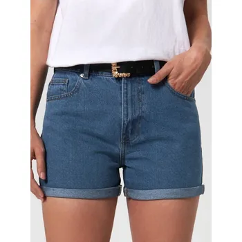 Dámské kraťasy Sinsay - Džínové kraťasy high waist mom - námořnická modrá - 0392U-59J - 0392U-59J-36