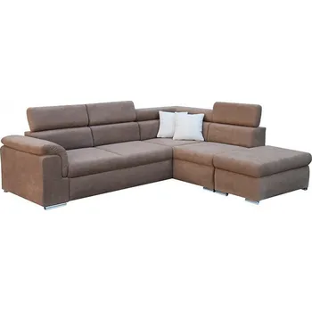 Sedací souprava BORGO Levá - sedací souprava látka CELÁ hnědá CURIO 20/ polštářky CURIO 09 béžová - kolekce "E" (FE) (3BALÍKY) (K250) NOVÁ LÁTKA