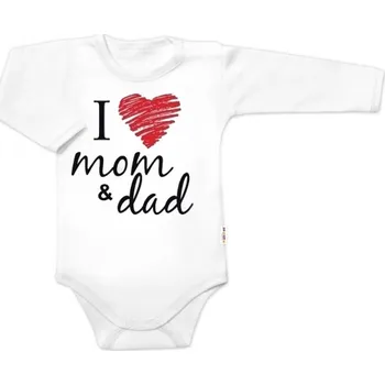 Body dlouhý rukáv Baby Nellys, I love mom & dad, unisex Velikost: 74 (6-9m)