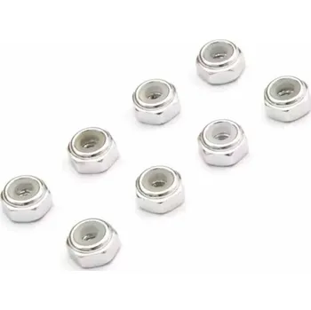 RC vybavení Mini-Z M2 Nyloc Alu Wheel Nut Silver (8 ks)
