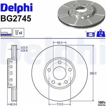 Brzdový kotouč Brzdový kotouč DELPHI BG2745
