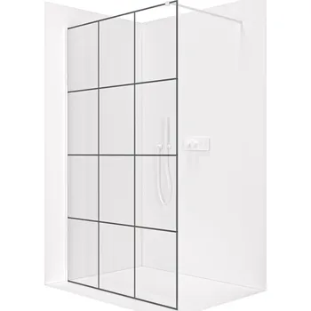 Cerano Sprchová zástěna Walk-in Onyx Cube L/P, 8 mm, hranatá vzpěra, bílá matná, industriální sklo, 140x200 cm, CER-8050BD498