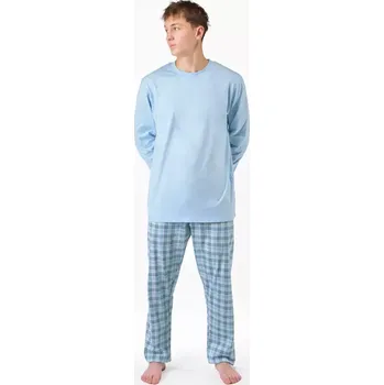 GINA pánské pyžamo dlouhé pánské, šité, s potiskem Pyžama 2025 79189P pomnenková bílá M