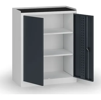 B2B Partner Policová dílenská skříň 2-dveřová, 2 police, 1180 × 950 × 500 mm, grafitové dveře