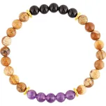 Ocelový náramek s minerálními kameny achát, jaspis, ametyst 43080.3