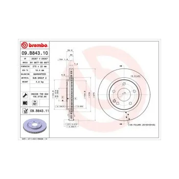 Brzdový kotouč BREMBO 09.B843.11 Brzdový kotouč Doprava Zdarma! Brembo UV-COATED Tři inovace v jednom UV ochrana lesklý kovový efekt a úcta k životnímu prostředí tři mimořádné funkce brzdových kotoučů Brembo UV-COATED Hlavní výhody technologie