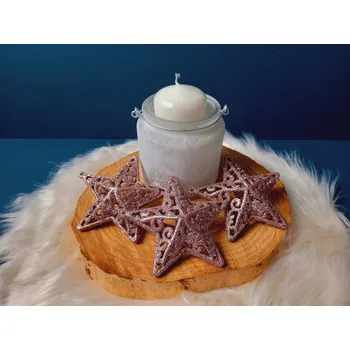 Vánoční ozdoba Bestent Ozdoby na vánoční stromek - hvězda 3ks 10cm PINK