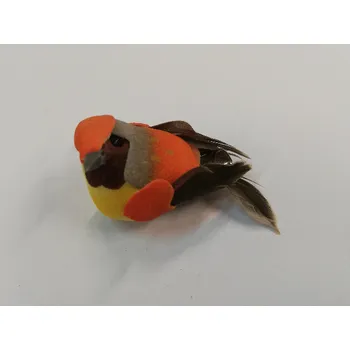 Závěsná dekorace na klip ptáček 5cm - oranžový-šedý-žlutý