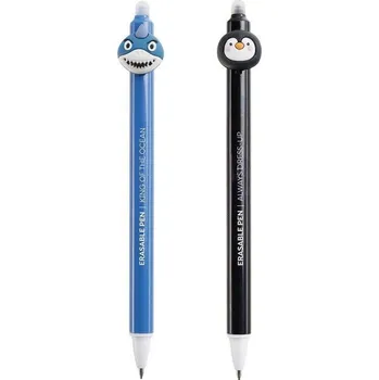 Gumovatelné pero - Žralok, tučňák, 2 ks, blistr, mix barev