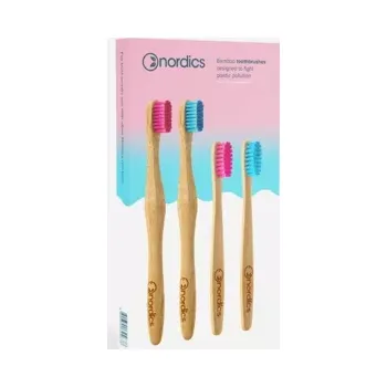 Zubní kartáček Sada bambusových zubních kartáčků pro děti i dospělé 4 ks