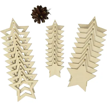 Vánoční dekorace Bestent Dřevěné vánoční hvězdy, set 30 kusů