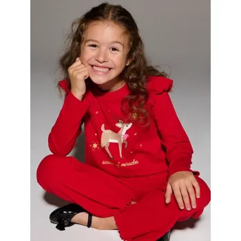 Dívčí oblečení Sinsay - Bavlněné oversize tričko s potiskem - červená - 103GA-33X - 103GA-33X-116