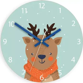 Hodiny Dětské nástěnné hodiny Jelen 30 cm vícebarevné