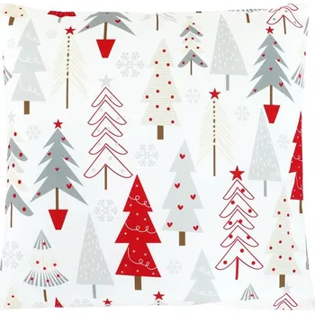 Polštář Autronic Polštář sametový s výplní - barevné vánoční stromky, 100% polyester, 45 x 45 cm, sada 2 ks