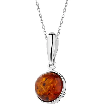 Přívěsek Stříbrný přívěsek s jantarem - kulička - AP542-0742