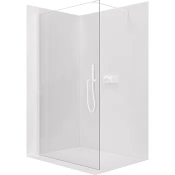 Cerano Sprchová zástěna Walk-in Onyx Cube L/P, 8 mm, hranatá vzpěra, bílá matná, transparentní sklo, 50x200 cm, CER-8050BD467