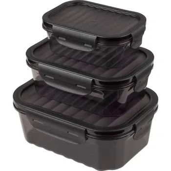 Dóza na potraviny 3x dóza UH s těsněním Lux QUICK obdélníková antracit 1,7l +1l + 0,5l