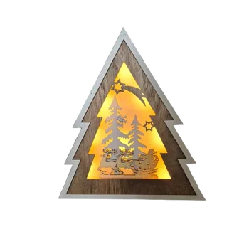 Vánoční světelná dekorace LAMER dřevěný stromeček s LED osvětlením Santa 30.5 cm