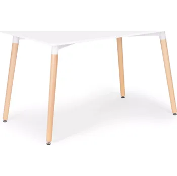 Jídelní stůl modernhome moderní jídelní stůl 120 × 60 cm, bílá deska a dřevěné nohy