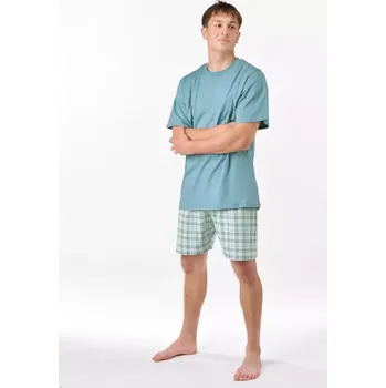GINA pánské pyžamo krátké pánské, šité, s potiskem Pyžama 2025 79188P měsíc aqua XXL