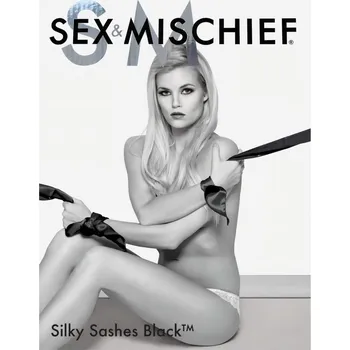 Šála S&amp;M - hedvábná sada šál - černá (2 kusy)