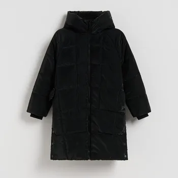 Dívčí bunda Reserved - Prošívaný kabát s leskem - černý - 250EX-99X - 250EX-99X-116