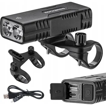 Cyklosvítilna ROCKBROS Cyklistická svítilna 850 lm s Powerbankou a IPX6 voděodolností NO SIZE ČERNÁ