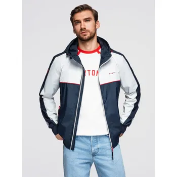 Pánská casual bunda Ombre Men's contrast windbreaker jacket with hood - navy blue and white Ombre modrá | bílá 3446049