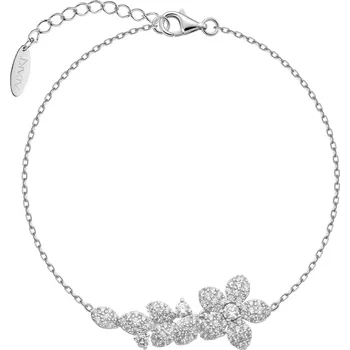 Náramek Stříbrný náramek se zirkony - květ - AP542-1720
