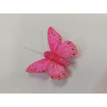 Závěsná dekorace na klip motýl 5cm - růžový se třpytky, tečkovaný
