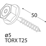 Vruty do kování DOMAX, 5x50 TORX T25, zinkované, černé 12ks