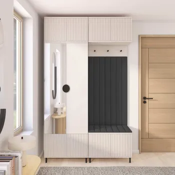 Předsíňová stěna Předsíňová stěna Rayo 2 se zrcadlem na nožkách Barva čalounění: Černá - Trinity 16