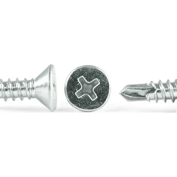 Vrut Šroub do plechu ZnB TEX, zapuštěná hlava, DIN 7504P - 4.8x45