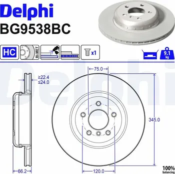 Brzdový kotouč DELPHI BG9583BC Brzdový kotouč (BG9583BC)