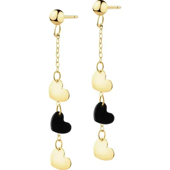 Náušnice Zlaté náušnice se syntetickými onyxy – srdce - AP542-1171