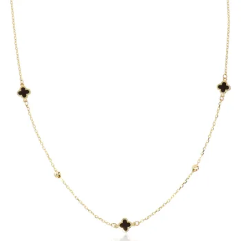 Řetízek Zlatnictví Helios Zlatý řetízek se čtyřlístky a kuličkami