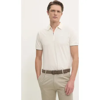 Pánské tričko Bavlněné polo tričko Hackett London béžová barva, HM563379 01X, vel. M