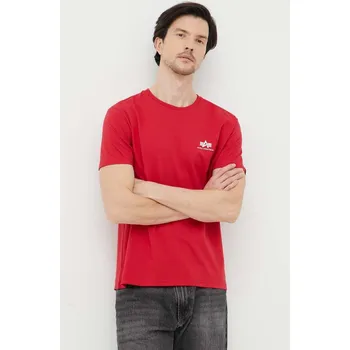Pánské tričko Bavlněné tričko Alpha Industries červená barva, s potiskem, 188505.328-SpeedRed 33X, vel. S