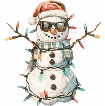 Nášivka Nažehlovačka Sněhulák a světýlka frajer - 10 x 12 cm