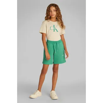 Dívčí kraťasy Dětské bavlněné šortky Calvin Klein Jeans IU0IU00703.104.116.PPYA zelená 76X, vel. 116